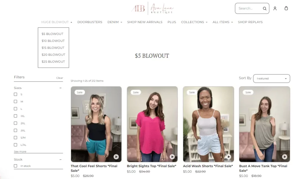Ava Lane Boutique Blowout