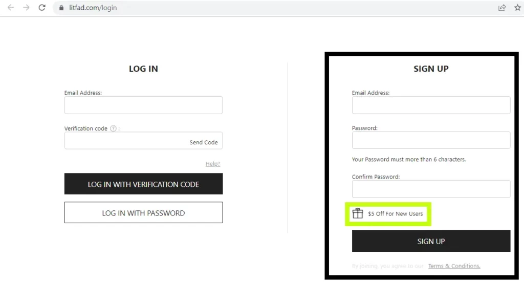 Litfad Sign up
