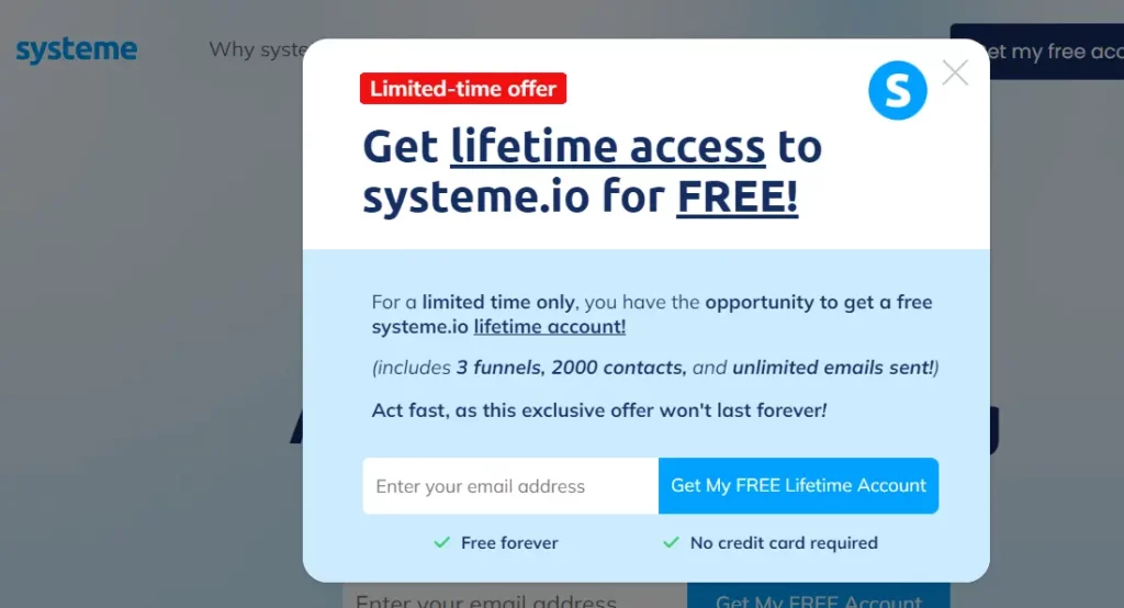 Systeme.io Life-time Free Access