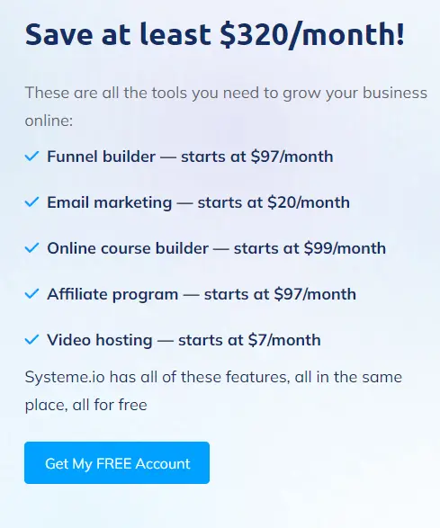 Systeme.io Save 320 per month